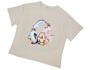 T-shirt dziewczęcy HeadPhones OVERSIZE
